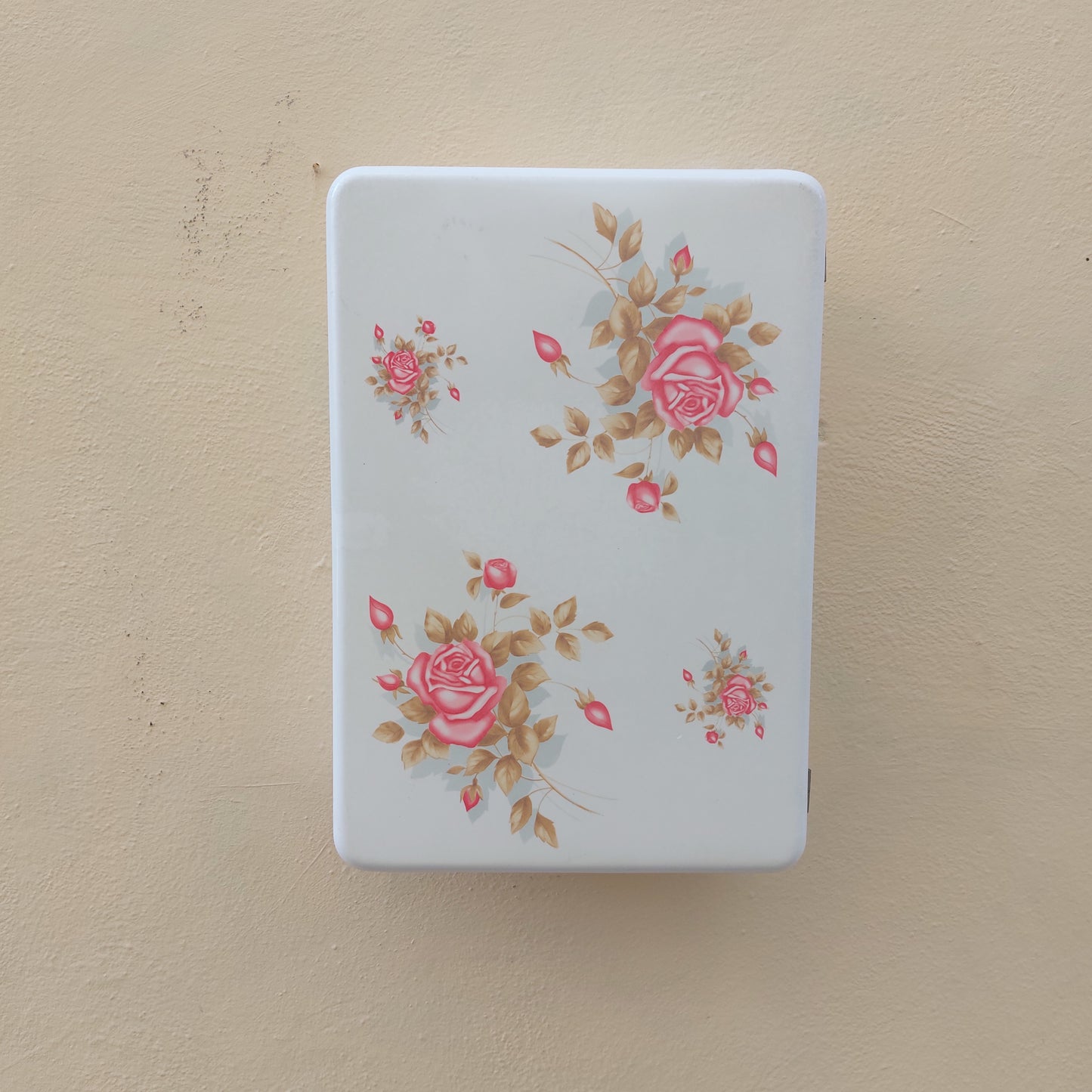Armadietto da parete in bachelite anni '60 con decorazioni floreali