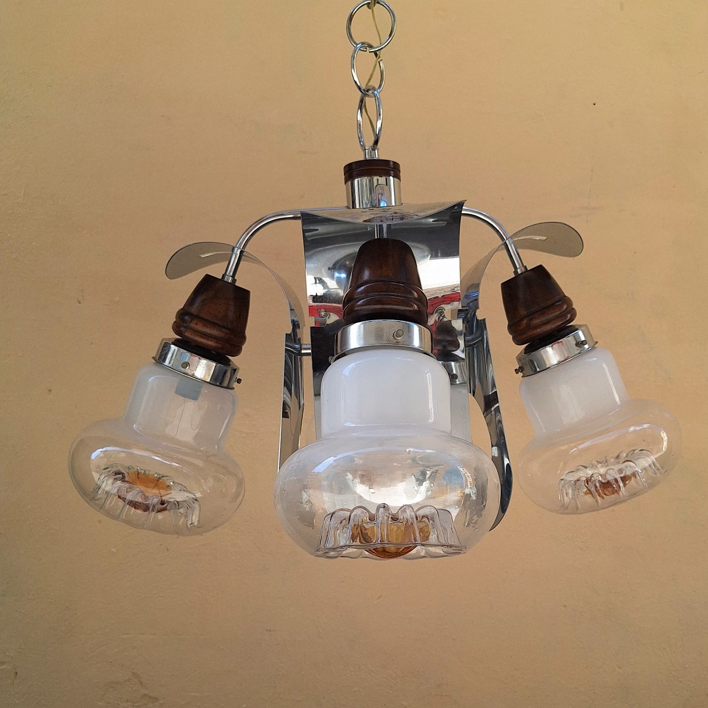 Lampadario anni '70 in vetro di Murano
