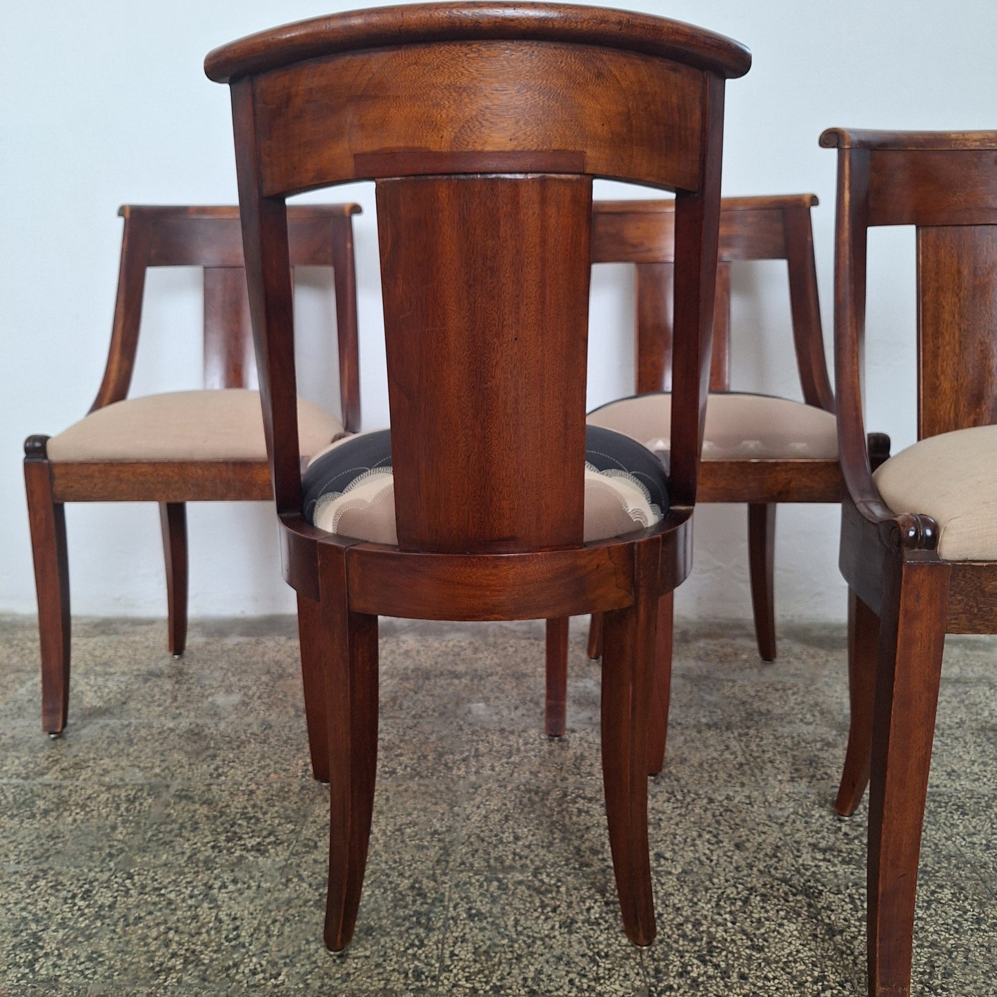 4 Sedie a gondola in mogano stile impero, Francia