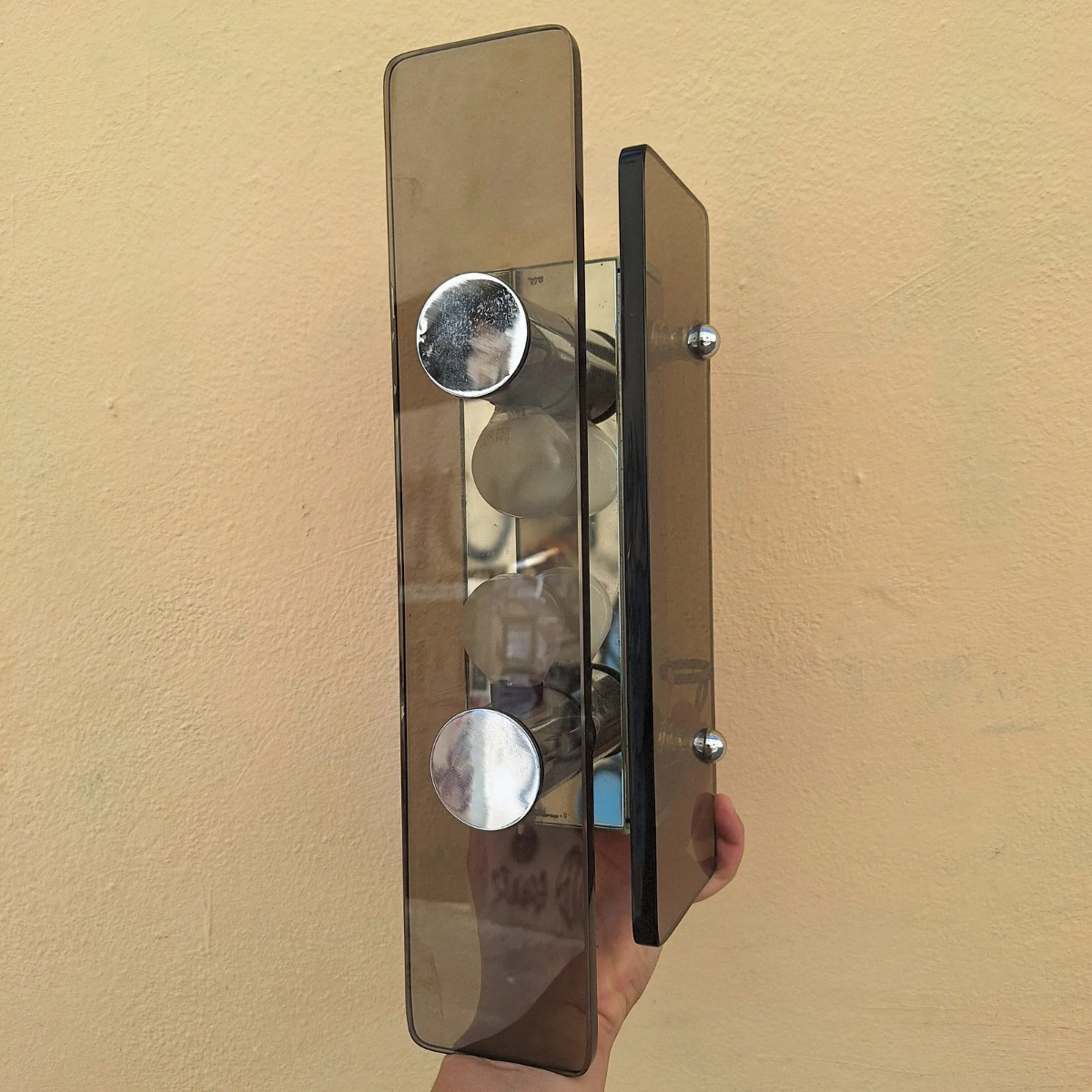 2 Lampade da parete in vetro fumé anni '60