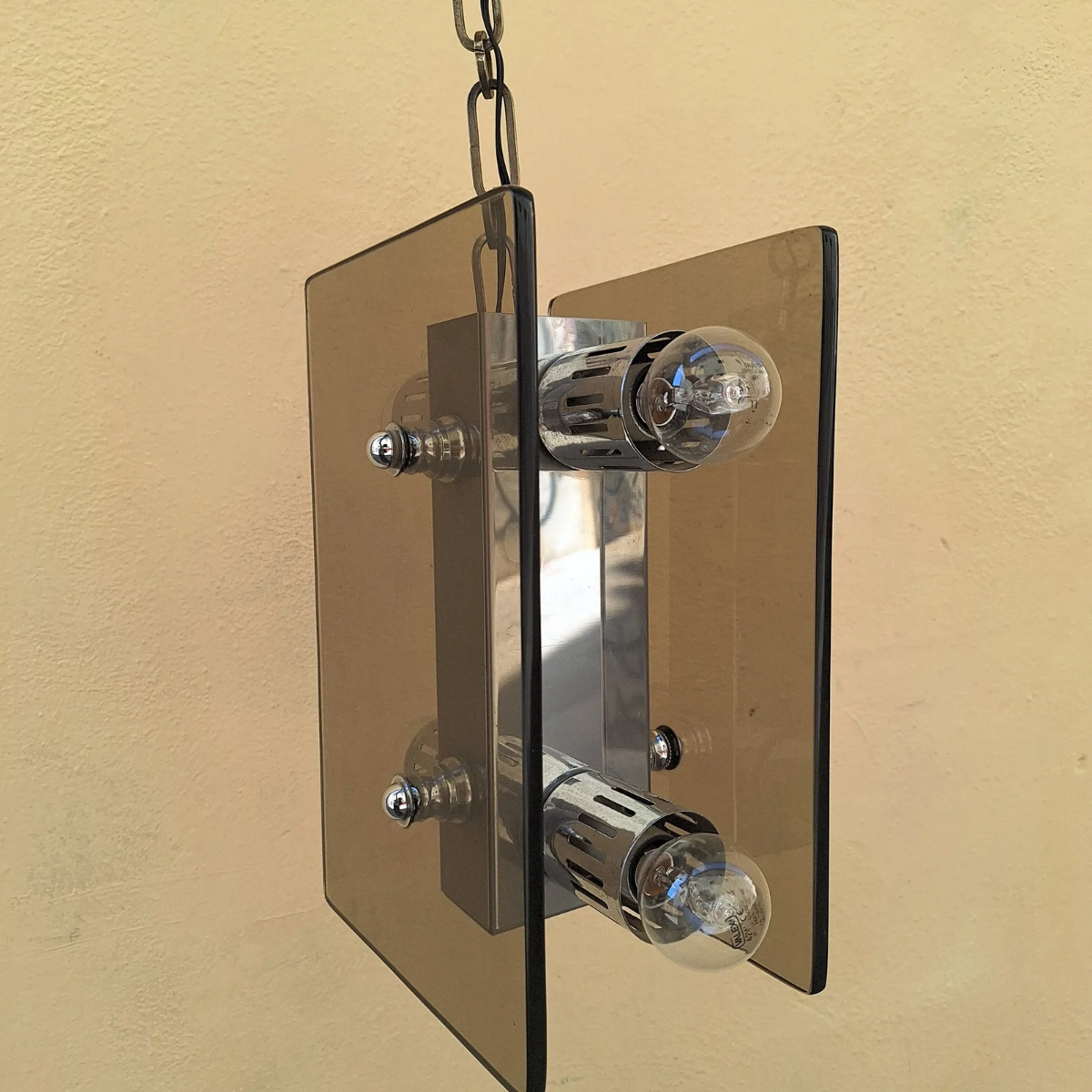 Lampadario in vetro fumé anni '60