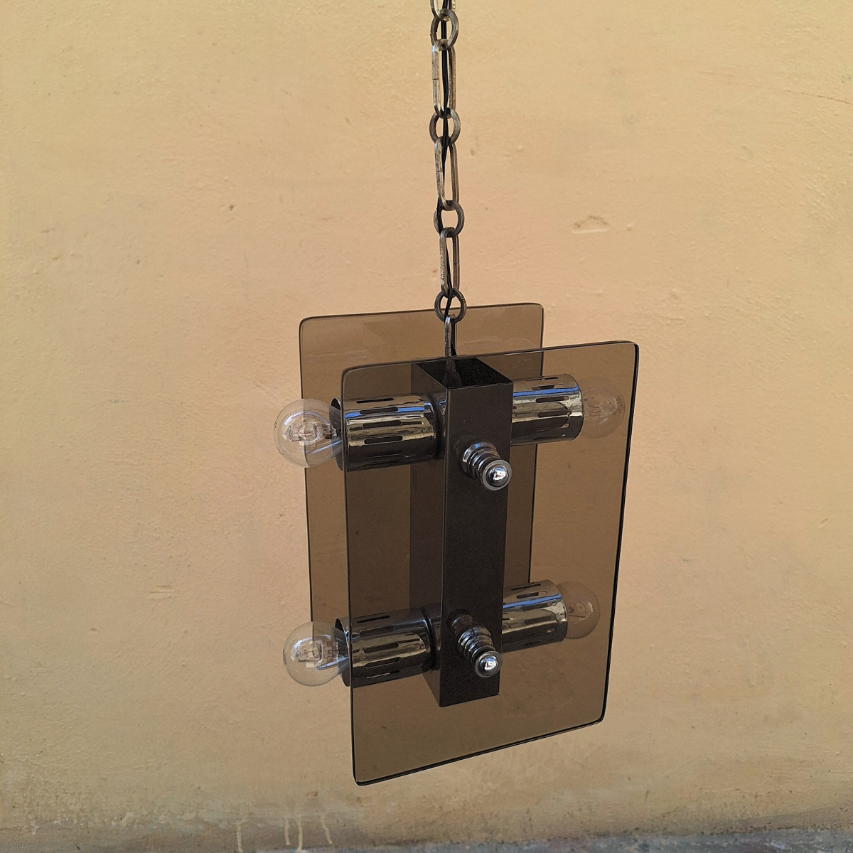 Lampadario in vetro fumé anni '60
