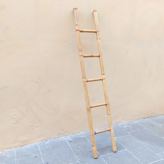 Scala decorativa in bambù e rattan anni '70