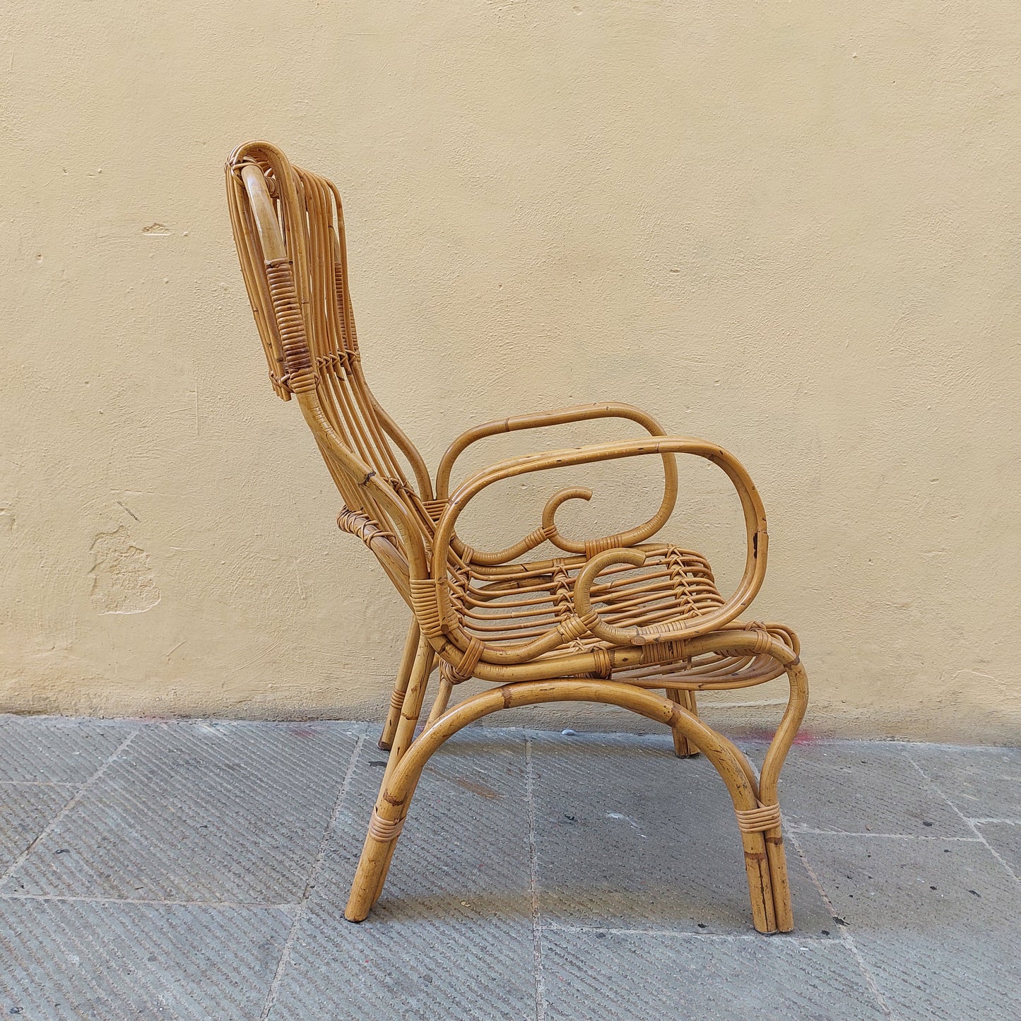 Sedia in rattan anni '60 in stile Franco Albini