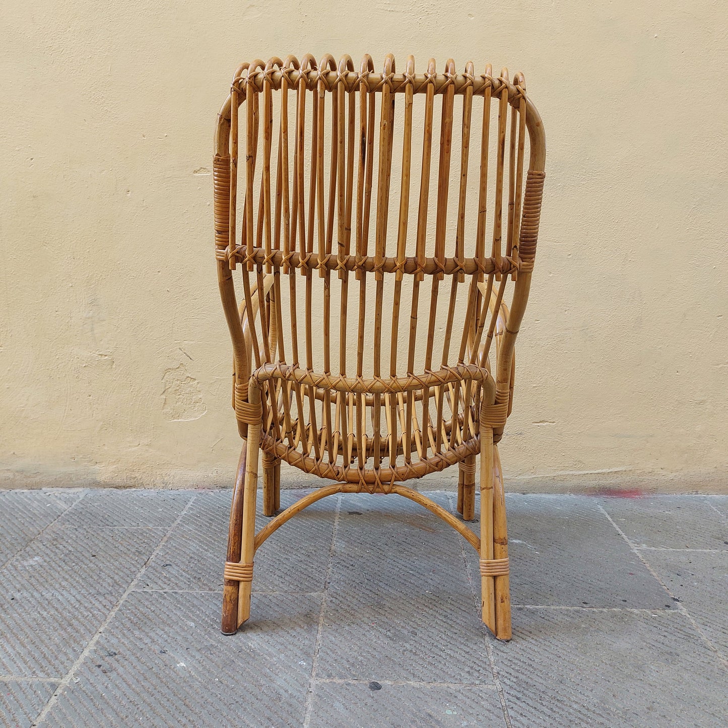 Sedia in rattan anni '60 in stile Franco Albini