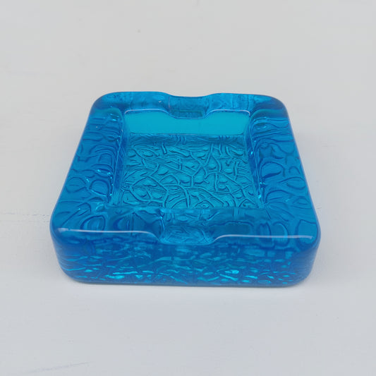 Posacenere vintage in vetro blu