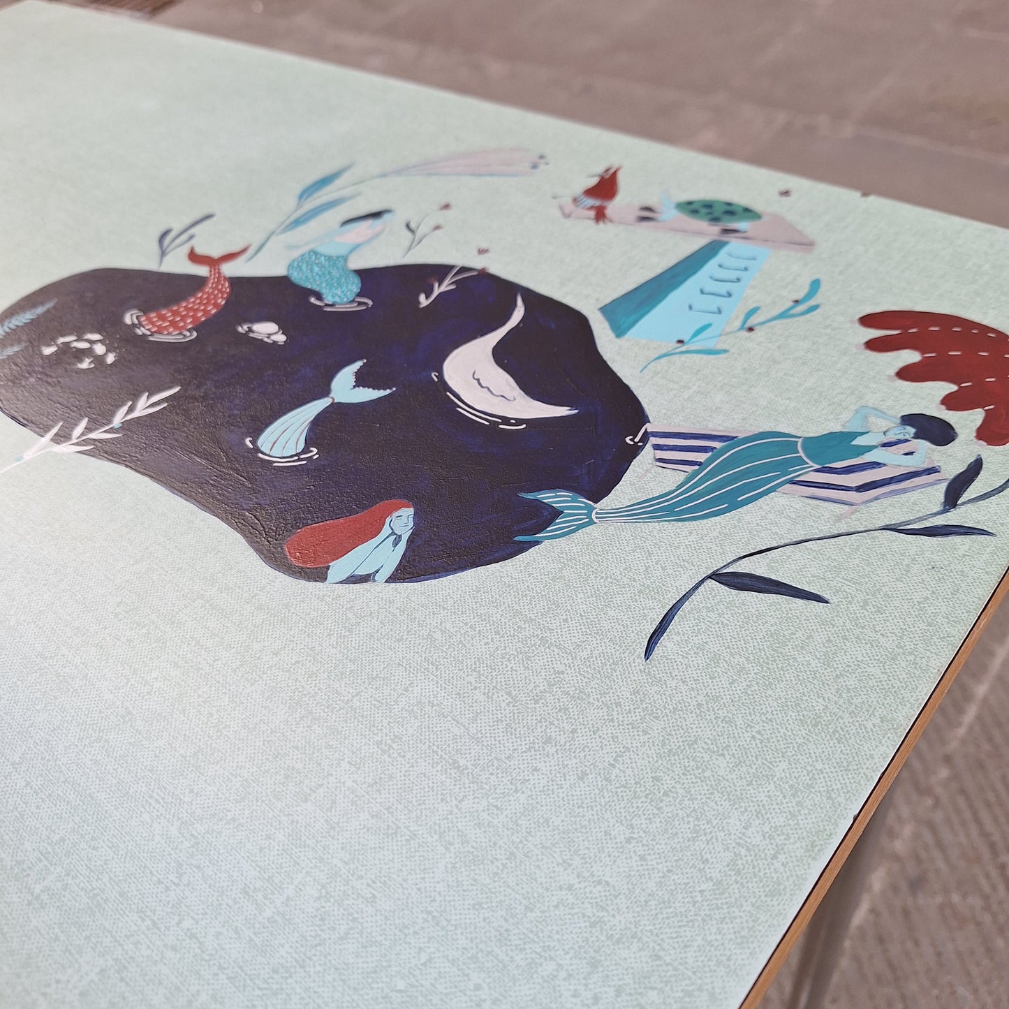 Banco scolastico anni '70 illustrato a mano