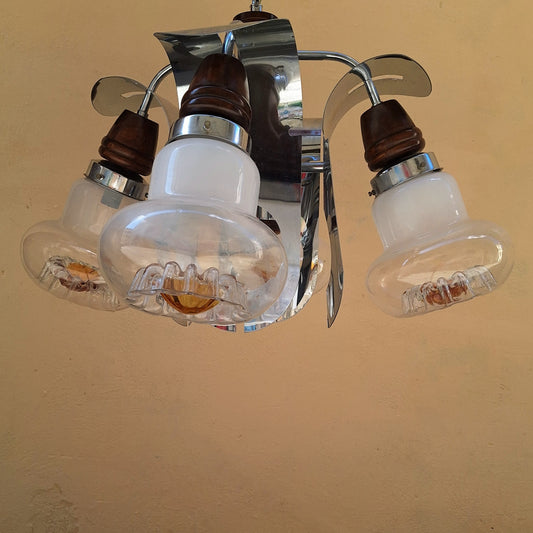 Lampadario anni '70 in vetro di Murano