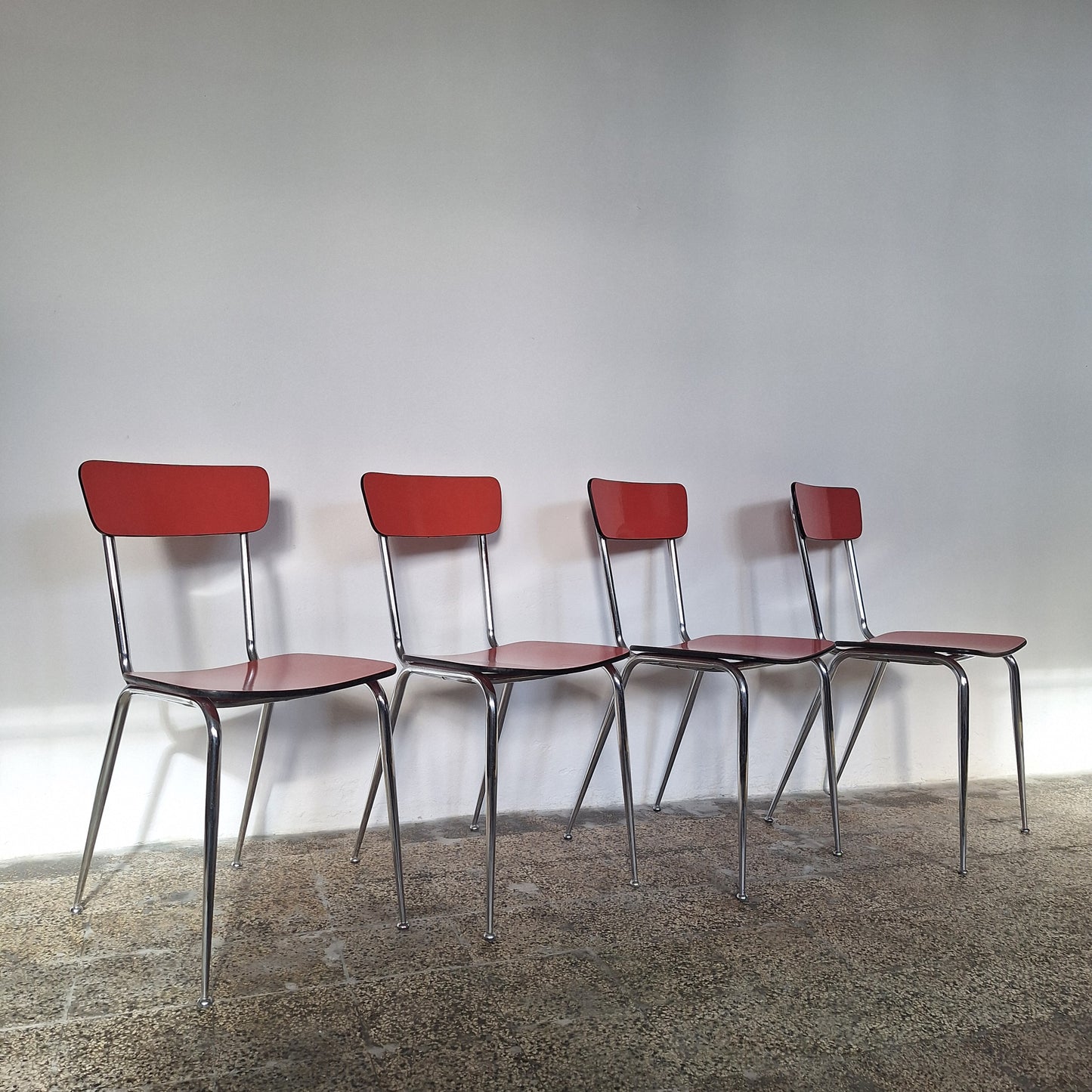4 Sedie in formica rosse, Italia, anni '70