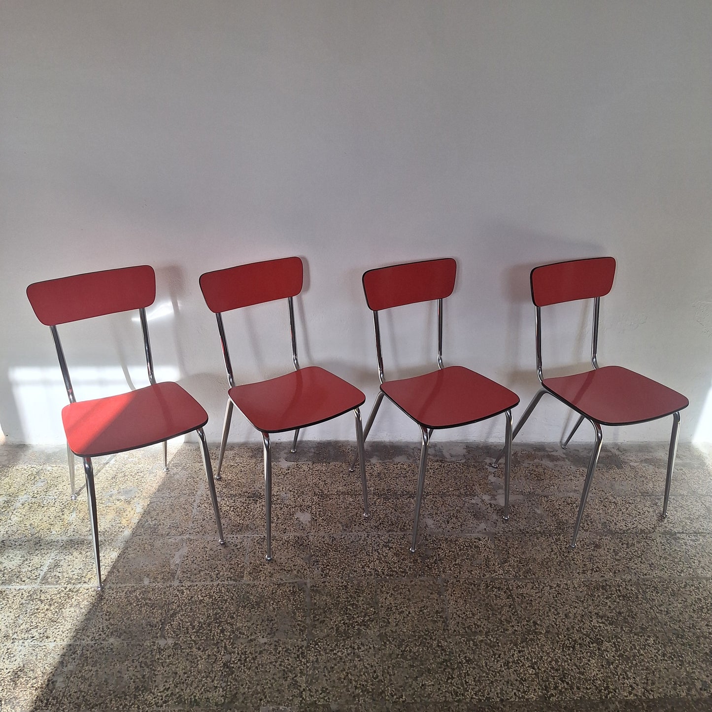 4 Sedie in formica rosse, Italia, anni '70