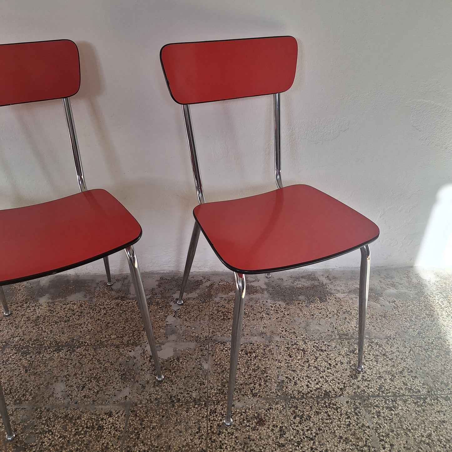 4 Sedie in formica rosse, Italia, anni '70