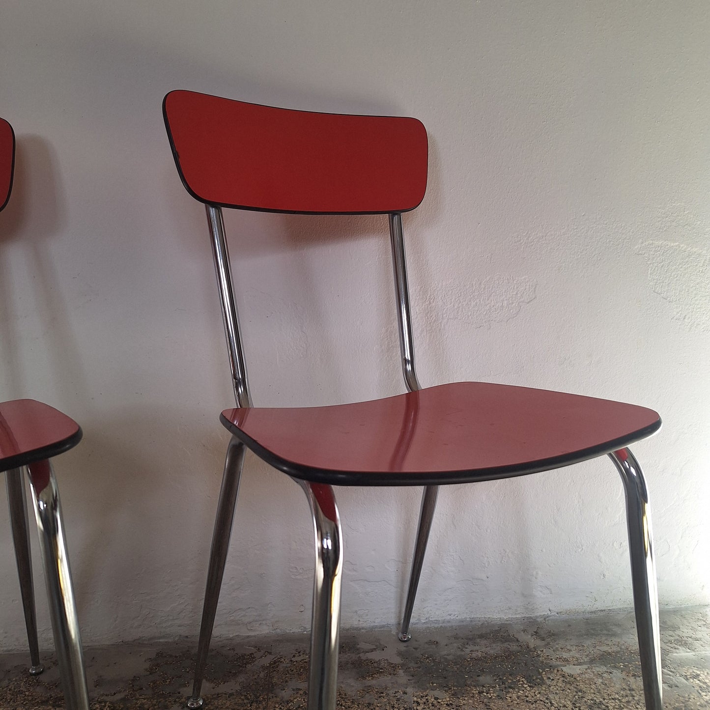 4 Sedie in formica rosse, Italia, anni '70