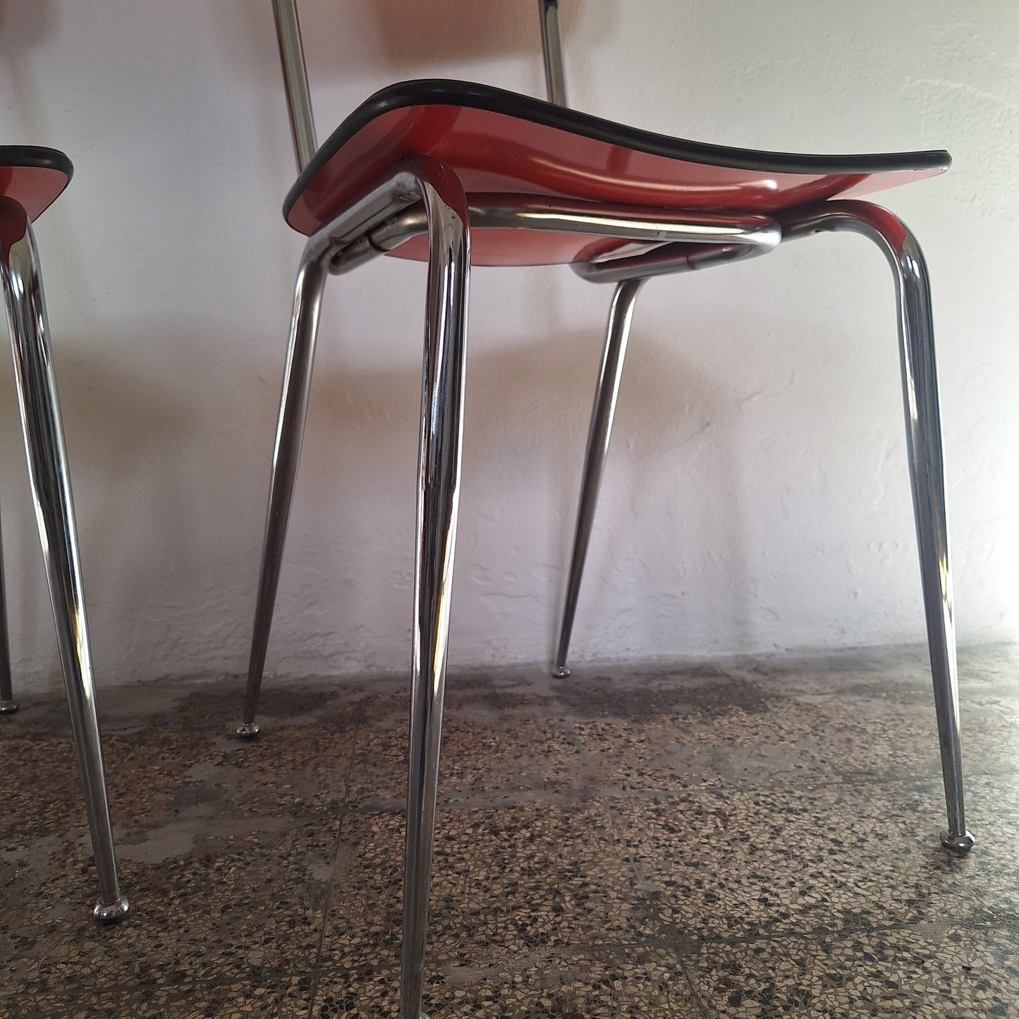 4 Sedie in formica rosse, Italia, anni '70