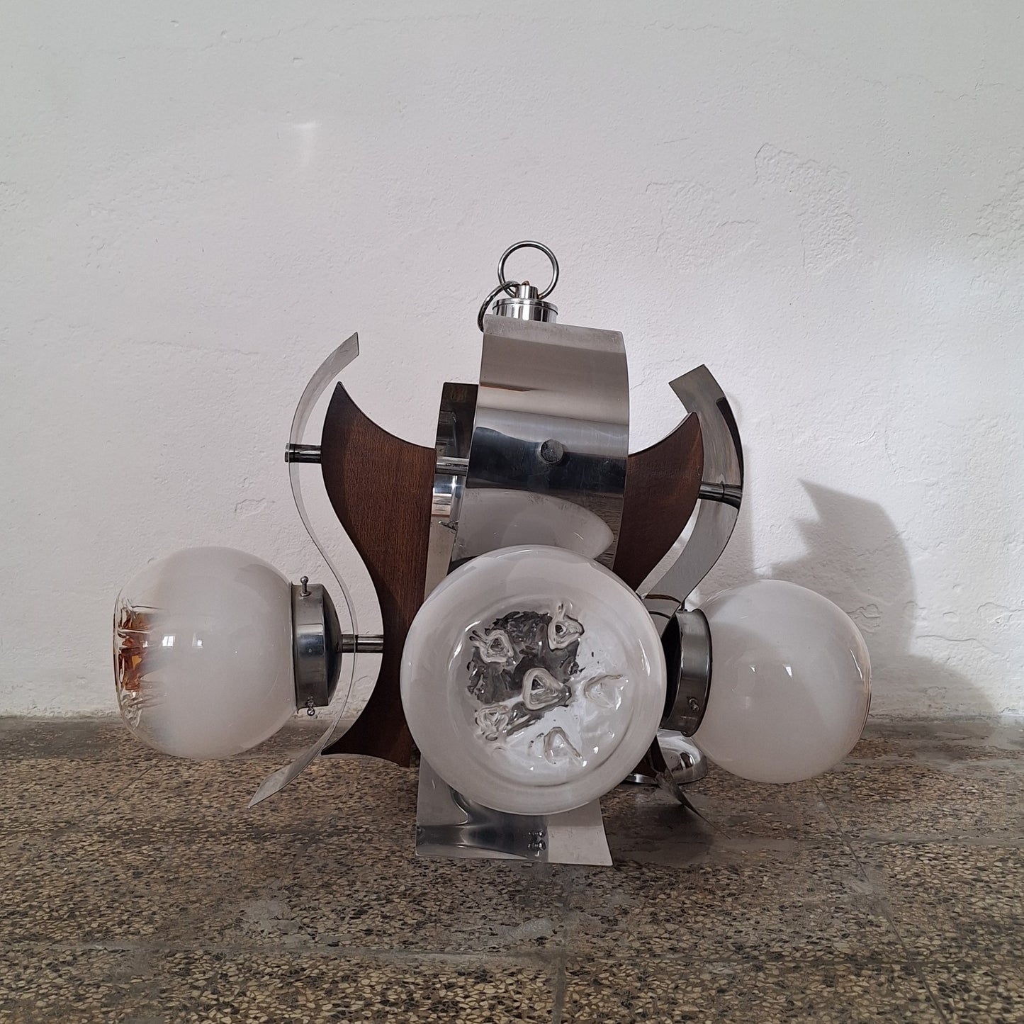Lampadario anni'70 in vetro di Murano Mazzega