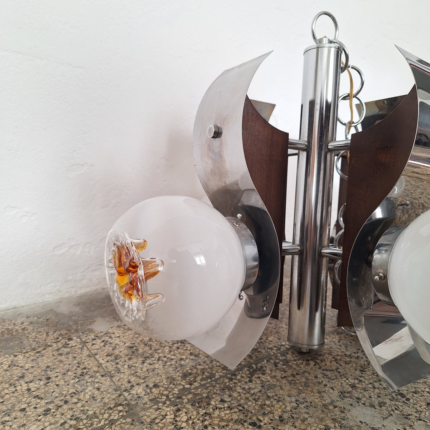 Lampadario anni'70 in vetro di Murano Mazzega