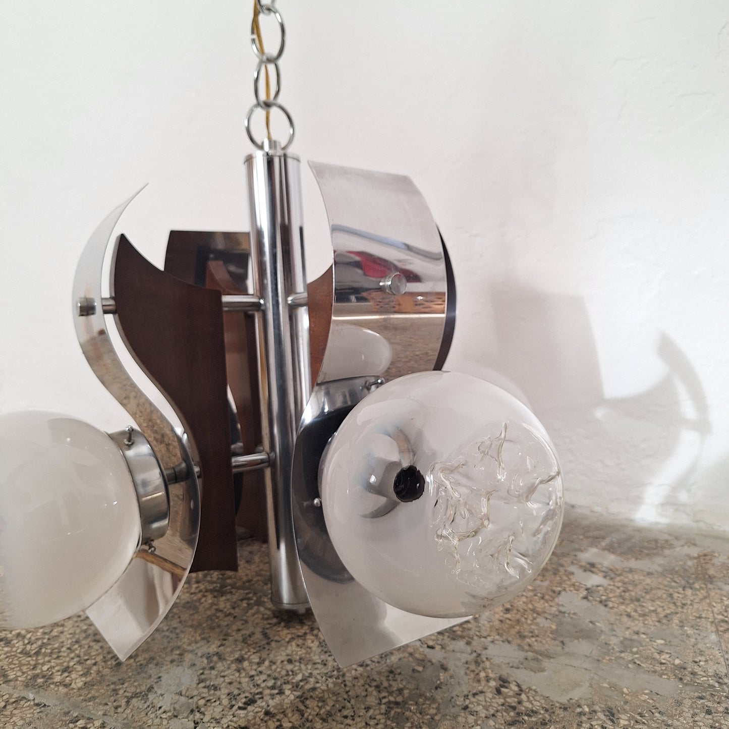 Lampadario anni'70 in vetro di Murano Mazzega