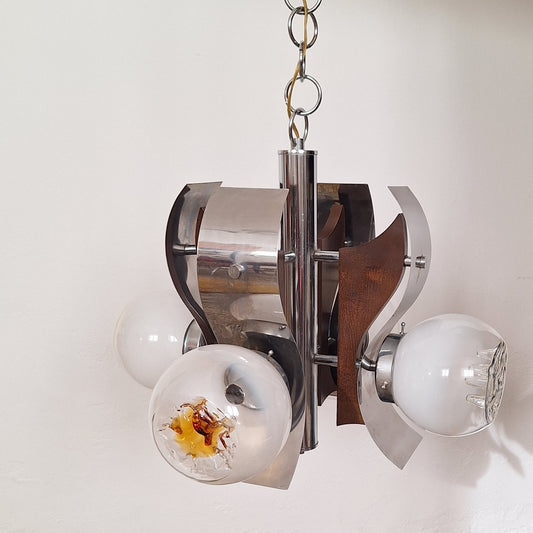 Lampadario anni'70 in vetro di Murano Mazzega