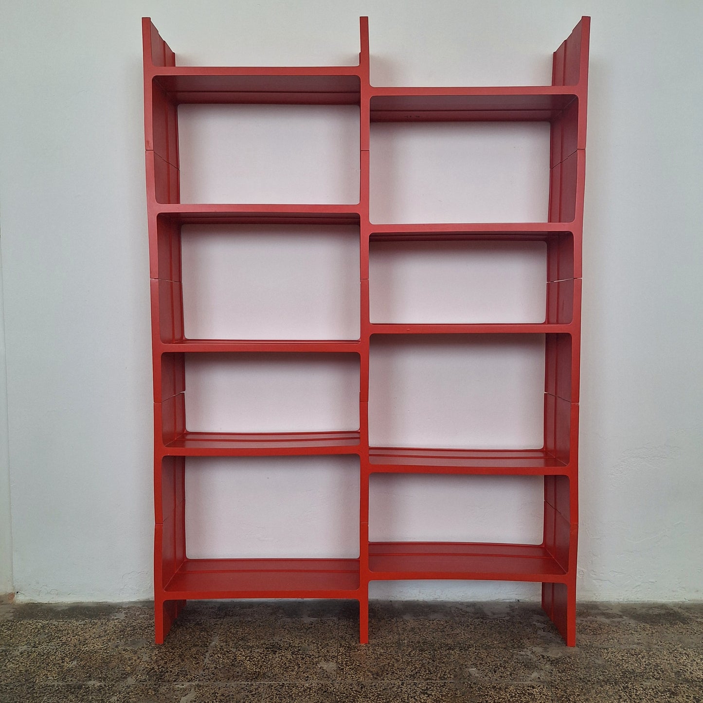 Libreria modulare arancione anni '70