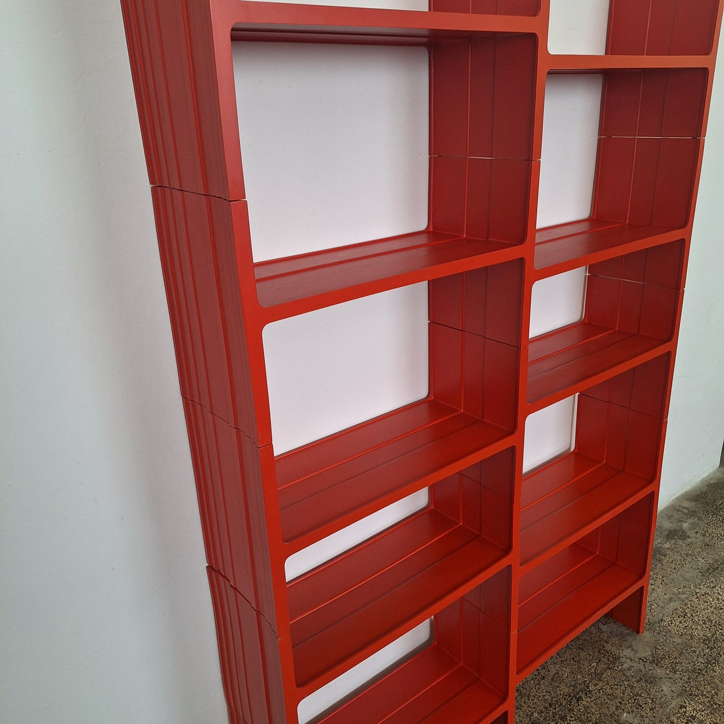 Libreria modulare arancione anni '70