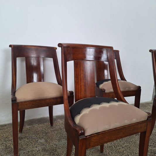 4 Sedie a gondola in mogano stile impero, Francia