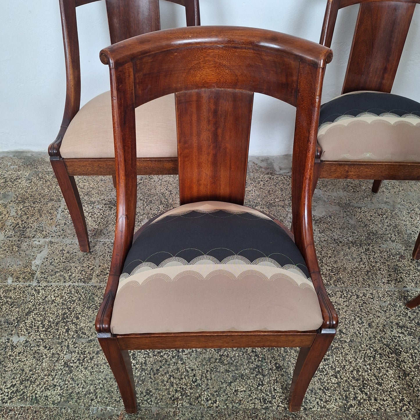 4 Sedie a gondola in mogano stile impero, Francia