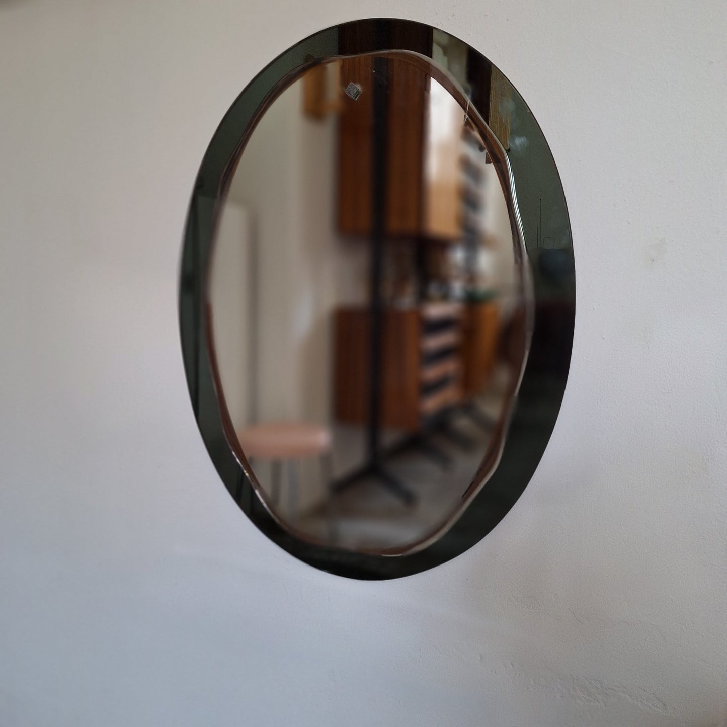 Specchiera ovale Veca in vetro di Murano anni '70