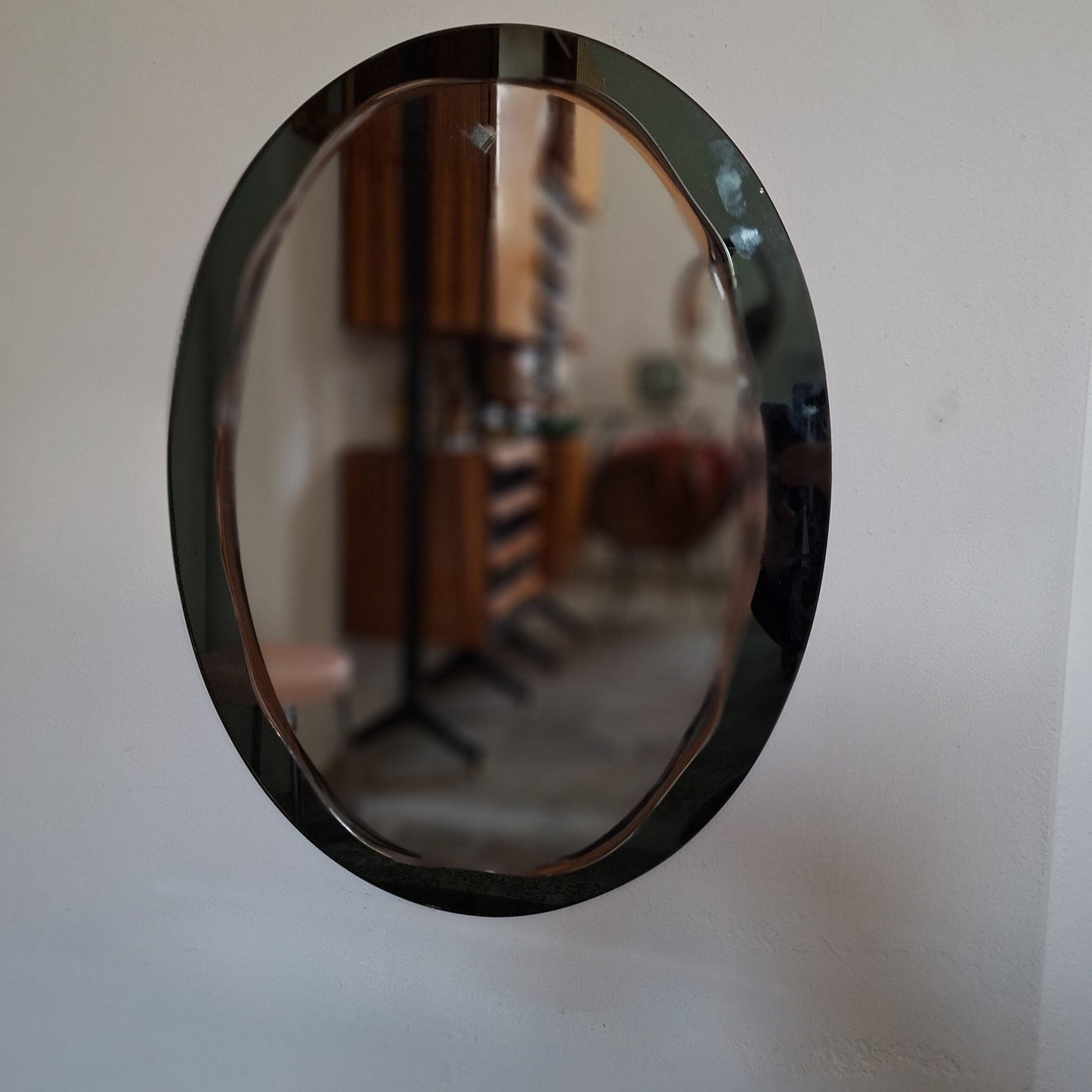 Specchiera ovale Veca in vetro di Murano anni '70