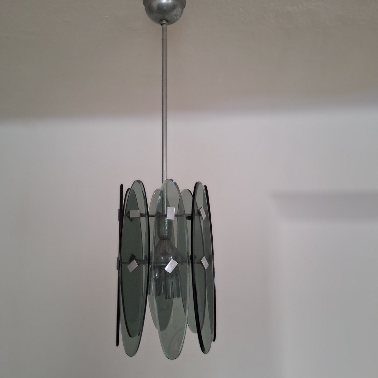 Lampada a sospensione Veca in vetro di Murano anni '70