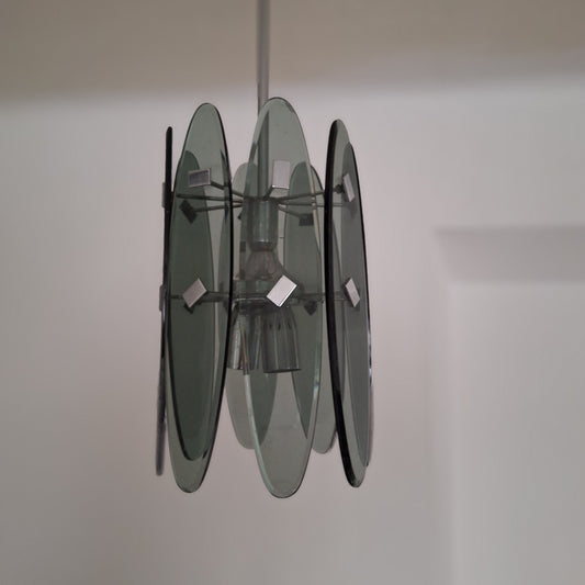 Lampada a sospensione Veca in vetro di Murano anni '70