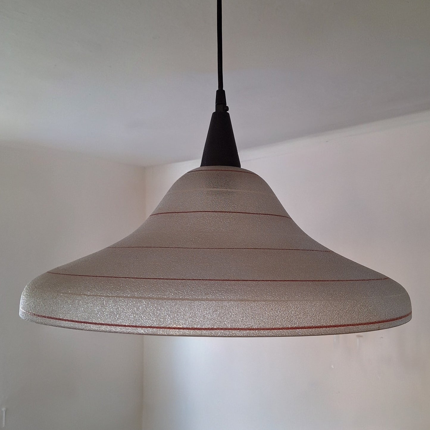 Lampadario a sospensione in vetro acidato anni '80