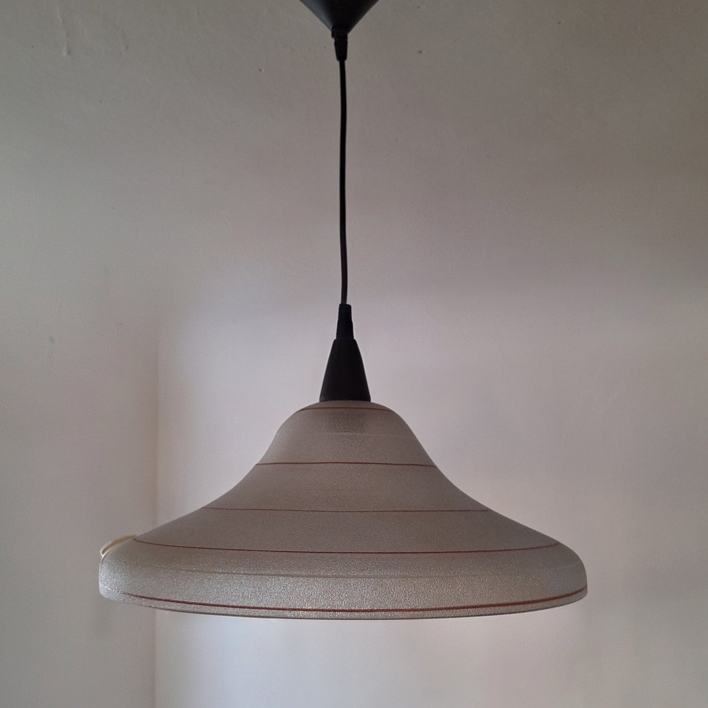 Lampadario a sospensione in vetro acidato anni '80