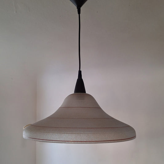 Lampadario a sospensione in vetro acidato anni '80