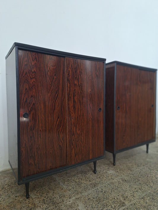 Mobiletti contenitori vintage in formica effetto palissandro anni '70
