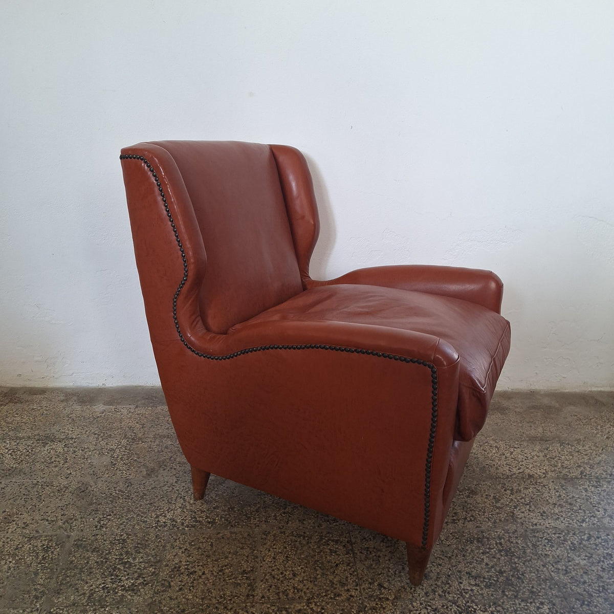 Poltroncina vintage in eco-pelle, anni '50-'60