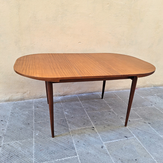 Tavolo ovale allungabile in teak, anni '60