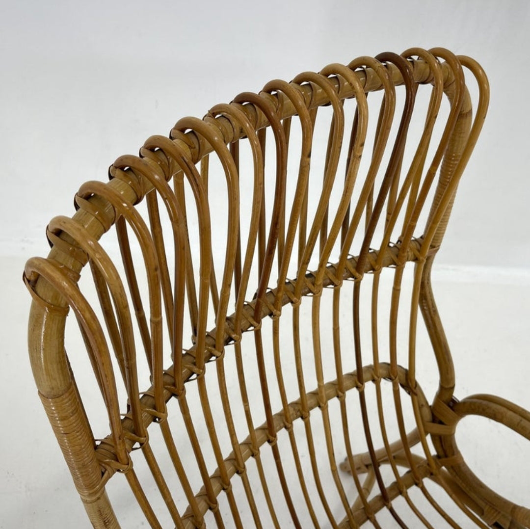 Sedia in rattan anni '60 in stile Franco Albini