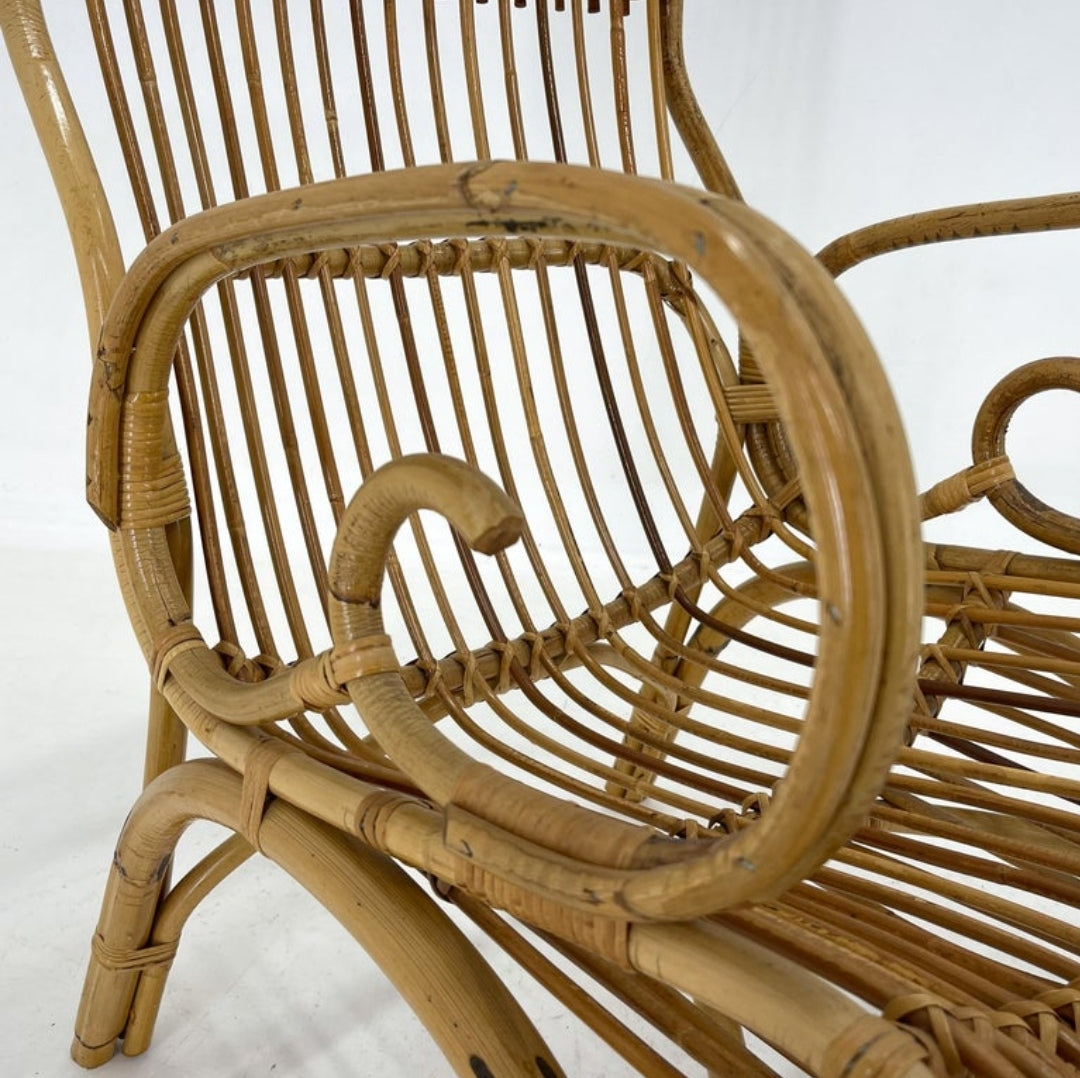 Sedia in rattan anni '60 in stile Franco Albini