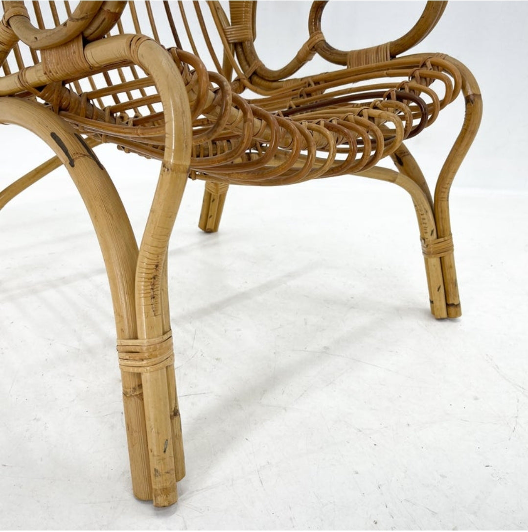 Sedia in rattan anni '60 in stile Franco Albini