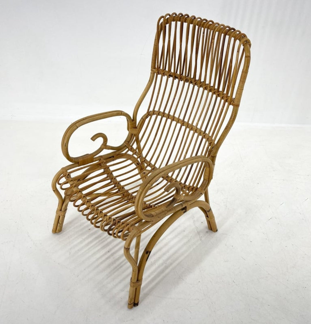 Sedia in rattan anni '60 in stile Franco Albini