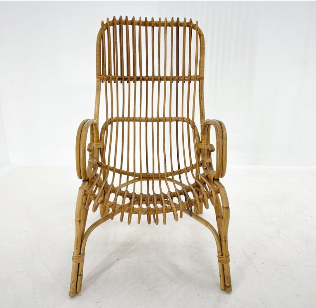 Sedia in rattan anni '60 in stile Franco Albini