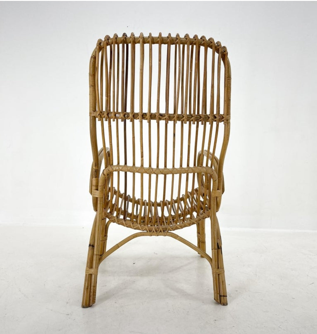 Sedia in rattan anni '60 in stile Franco Albini